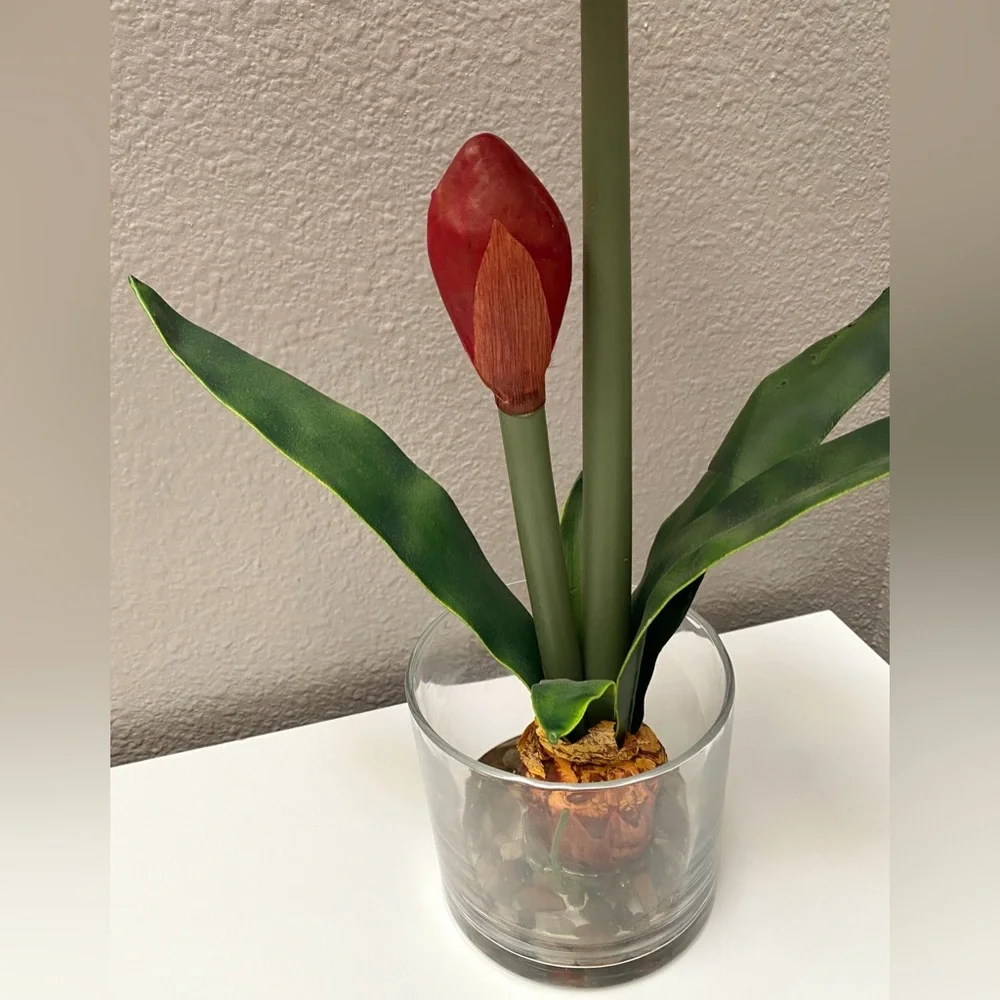 Nearly Natural Amaryllis w/Round Vase
